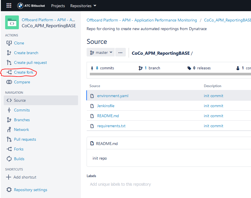 Bitbucket Fork Step 1